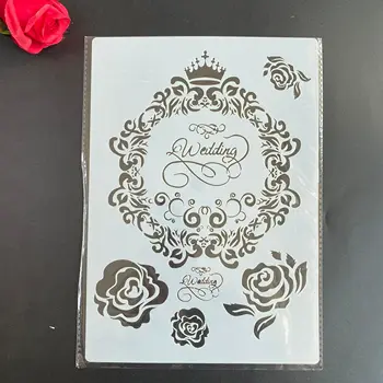 A4 Kvety Koruny rose DIY Blany Nástenné Maľby Zápisník Sfarbenie Razba Album Dekoratívne Papiera Šablónu Karty,wal 29 *21 cm