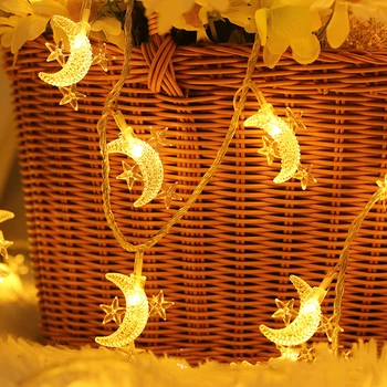 Romantický LED Star Mesiac String Svetlá LED Rozprávkových Svetiel Ramadánu Eid Mubarak garland Vianočný Dekor Dekorácie pre Domov