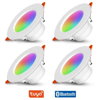 Tuya Bluetooth LED Downlight RGB+CW+WW Stmievateľné Reflektory 10W 110V 220V Smart Dole Ľahké Ovládanie Hudby APP Pre Domáce Osvetlenie