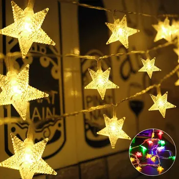 Batériový Star String Svetlá pre Svetlá na Vianočný Stromček Krytý Dekor Garland Svetlo Svadobné LED Star Rozprávkových Svetiel Osvetlenie
