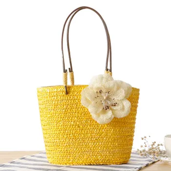 Nové malé twist kvet taška módne kabelky malých a stredných ľudovom štýle žien tkanie cestovanie na dovolenku plážová taška