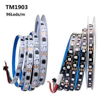 TM1903 96Leds/m Full Color Pixel LED Pásy DC 12V SMD 3535 RGB Podobné WS2811 Adresný Farebný Sen Digtial Svetlo Páska 5 M/Veľa