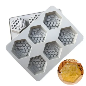Nové Kreatívne 6 Otvorov Med Včelí Plást Silikónové Mydlo Formy HOBBY Ručné 3D Tortu Formy Ľahko Demolding Mydlo Robiť Plavidlá K131
