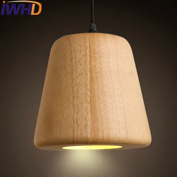 IWHD Nordic Štýl Dreva Prívesok Lampa Moderné Módne Spálňa LED Svetiel Prívesok Lamparas de Techo Colgante Moderna Hanglamp