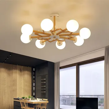 Nordic dizajnér luster Pre Obývacej izby, Spálne, Kuchynské Sklo Led drevo svetlo lampy deco minimalizmus vtákov luster