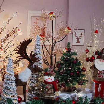 Dekoratívne scény na Vianoce Domov Ploche 45 cm Snehu Strom Krásne Ružové Malý Vianočný Stromček Balíka.