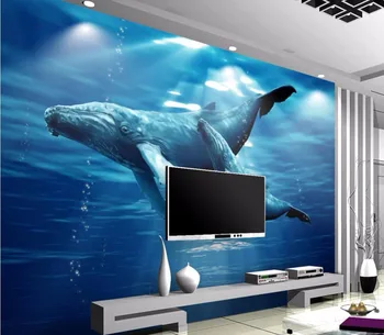 Vlastné foto 3d izba tapety veľryba matka a syn domáce dekorácie 3d maľba na stenu nástenné maľby, tapety na steny, 3 d