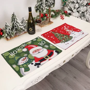 Nové Pletené Tkaniny Vianočné Dekorácie Santa Claus Snehuliak Dekoratívne Jedlo Mat Kreslený Obrázok Tepelná Izolácia Pad