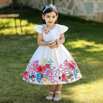 2022 Batoľa, Dieťa Dievčatá 1. Narodeniny Luk Šaty pre Svadobné Kvetinové Deti Oblečenie Elegantné Večerné Krst Party Šaty Vestidos