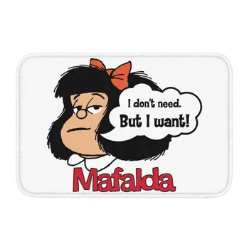 Vlastné Mafalda nemusím, Ale Chcem Rohožky Mat Anti-Slip Quino Komické Cartoon Kuchyňa Kúpeľňa Wc Koberec Koberec 40*60 cm