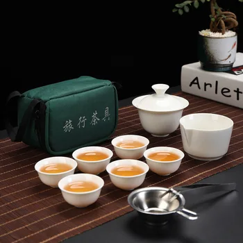 Nastaviť Čínske Cestovné Kung Fu Čaj Sada Keramických Prenosné Teacup Porcelánu Služby Gaiwan Čajových Šálok Hrnček Čaju Obrad Kanvica