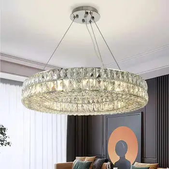 Moderné Luxusné Chrome Luster osvetlenie Kolo Krúžok Jedáleň, Obývacia Izba, Spálňa Visí Lampa z Nehrdzavejúcej Ocele Svietidlá