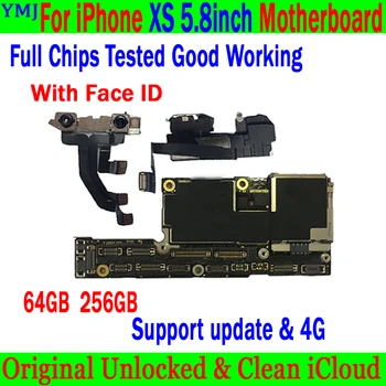 64GB 256 GB 512 gb diskom Pre iPhone XS Doska S/Č Tvár ID Logic Board 100% Originálne Odomknúť Pre iPhone XS Doske Voľný icloud