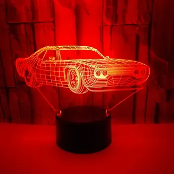 Auto Akrylových 3D LED Lampa 7 Zmena Farby Dieťa Dotykový Spínač Nočné Svetlo USB Stôl, stolná Lampa Domov Atmosféru Spálne Výzdoba Osvetlenie