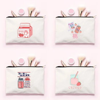 Japonsko Jahodový Džús Tlač Cestovných Make-Up Taška Ženy Toaletná Tašky Ženy Kozmetické Organizátor Puzdro Umývanie Tašky Dámy Kozmetické Tašky