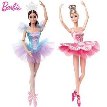 12in Pôvodné Barbie Balet Priania Podpis Bábika pre Dievčatá Čipky Balerína Kostýmy Posable Sebe Tutu Pointe Topánky Tiara Darček