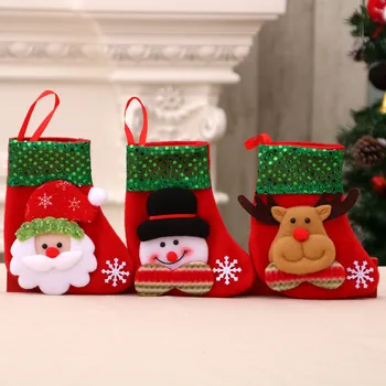 Vianočná Pančucha,12x16CM Malé Vianočné Pančuchy, Vianočné Dekorácie Tašky Ponožky Santa Sobov Snehuliak Candy Bag