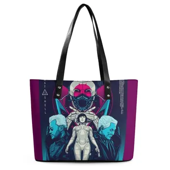 Ghost in The Shell, Kabelky Anime Cestovné Tote Bag Lady Zábavné Taška cez Rameno Grafické Vrecku PU Kožené Tašky Shopper