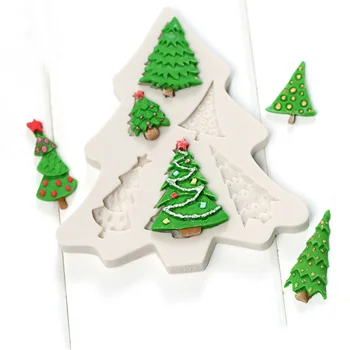 Non-Jedovaté Materiály Vianočný stromček Tvarované Silikónové Formy Cake Decoration Fondant cookies, nástroje 3D, Silikónové Formy Candy